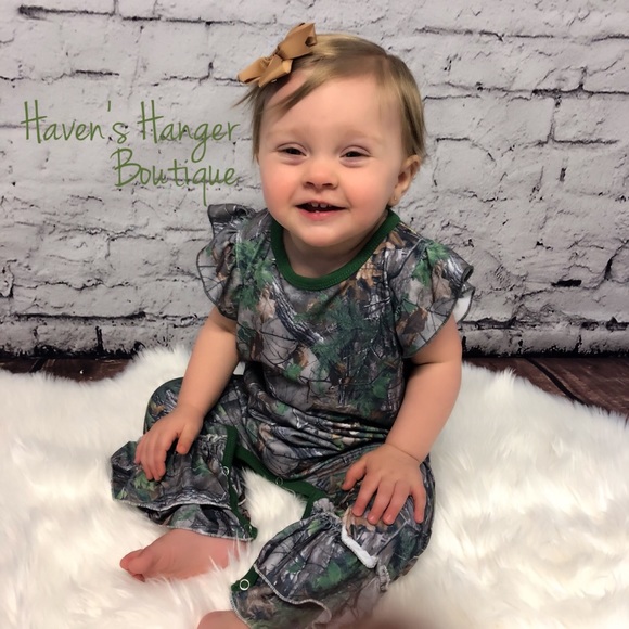 Green Camo Baby Girl Romper - Picture 3 of 8